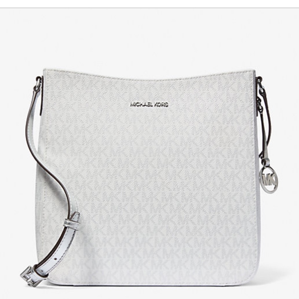 NWT $348 MSRP Michael Kors White Crossbody Bag with Silver Hardware - Picture 1 of 7